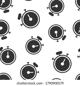 Clock icon in flat style. Watch vector illustration on white isolated background. Timer seamless pattern business concept.