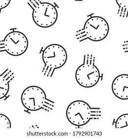 Clock icon in flat style. Watch vector illustration on white isolated background. Timer seamless pattern business concept.
