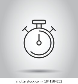Clock icon in flat style. Watch vector illustration on white isolated background. Timer business concept.