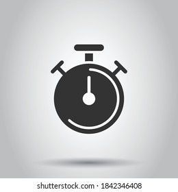 Clock icon in flat style. Watch vector illustration on white isolated background. Timer business concept.