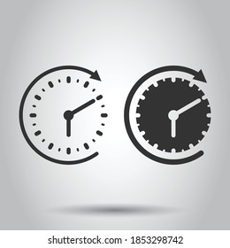 Clock icon in flat style. Watch vector illustration on white isolated background. Timer business concept.