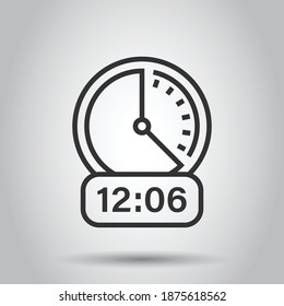 Clock icon in flat style. Watch vector illustration on white isolated background. Timer business concept.