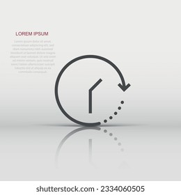 Clock icon in flat style. Watch vector illustration on white isolated background. Timer business concept.