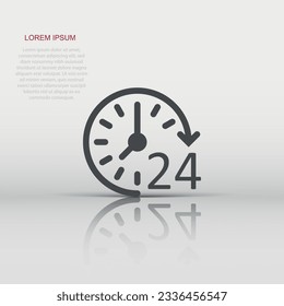 Clock icon in flat style. Watch vector illustration on white isolated background. Timer business concept.