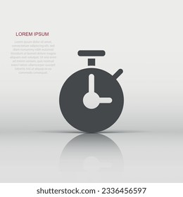 Clock icon in flat style. Watch vector illustration on white isolated background. Timer business concept.