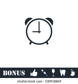 Clock icon flat. Vector illustration symbol and bonus pictogram