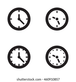 Clock icon in four variations. Vector illustration.