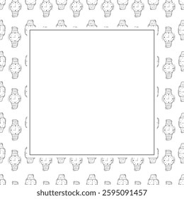 clock icon frame. doodle clock icon square frame. hand drawn clock icon frame background. clock icon background
