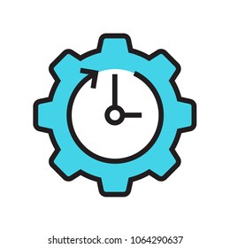 Clock Icon Gear Cog Wheel Time