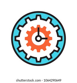 Clock Icon Gear Cog Wheel Time