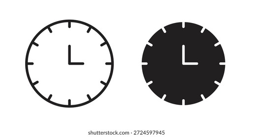 Uhrensymbol Glyphe und Linie setzen dünne Linie Symbol Konzept.