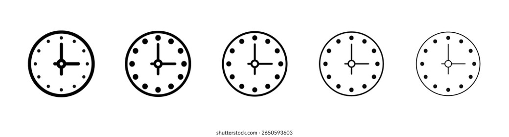 Ícone de relógio gráfico definido. estilo de linha de traçado moderno