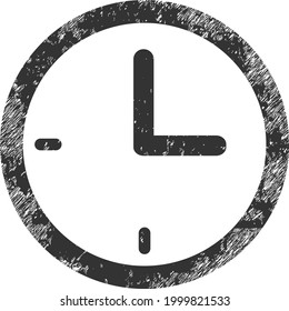 Clock icon with grunge effect. Isolated vector clock icon image with grunge rubber texture on a white background.