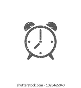 Clock icon in grunge texture. Vintage style vector illustration.