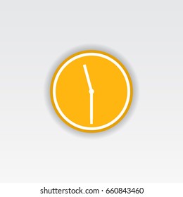 Clock icon. Half past eleven on the round clock vector illustration.