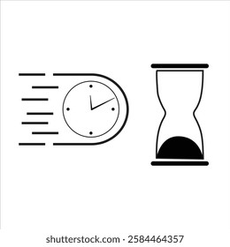 clock icon and hourglass vector illustration 
