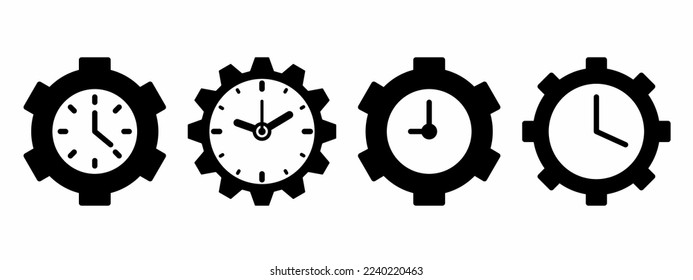 Clock icon illustration. Black clock icon set. Time is money. Stock vector.