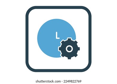 Clock icon illustration with gears. suitable for time management icon. icon related for time. solid icon style. Simple vector design editable