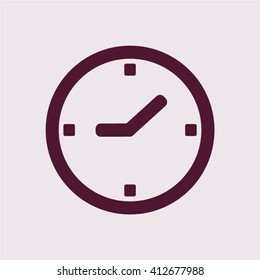 Clock  icon,  isolated. Flat  design.