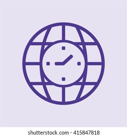 Clock  icon,  isolated. Flat  design.