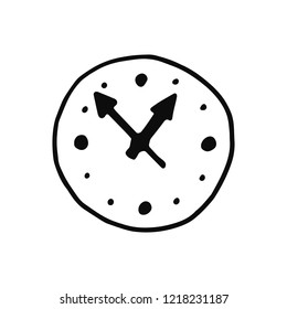 clock icon. isolated object sketch black on white background.