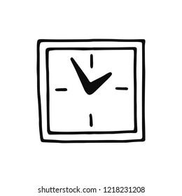 clock icon. isolated object sketch black on white background.