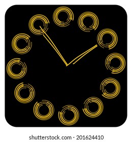 Clock icon, isolated on the black background, vector.