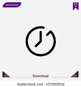 Clock icon isolated on grey background.Premium symbol for website design, mobile application, logo, ui.Modern, simple, isolated, flat best quality icon for web site designs or mobile apps.
