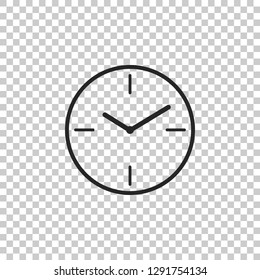 Clock icon isolated on transparent background. Flat design. Vector Illustration