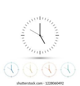 Clock icon isolated on white background. Time icon. Set elements in colored icons. Flat design. Vector Illustration