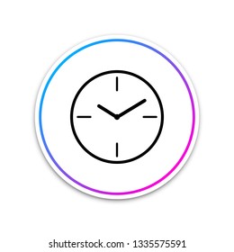 Clock icon isolated on white background. Circle white button. Vector Illustration