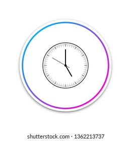 Clock icon isolated on white background. Time icon. Circle white button. Vector Illustration