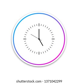 Clock icon isolated on white background. Time icon. Circle white button. Vector Illustration