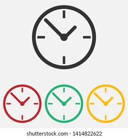 Clock icon isolated on white background. Vector illustration. Eps 10.