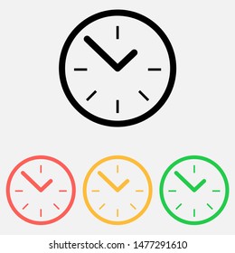 Clock icon isolated on white background. Vector illustration. Eps 10.