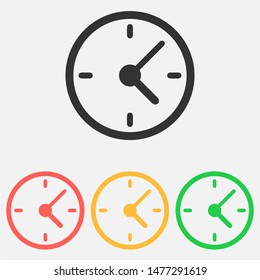 Clock icon isolated on white background. Vector illustration. Eps 10.