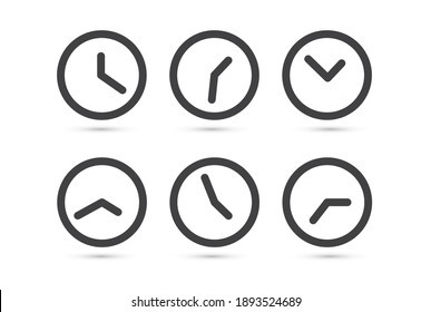 Clock icon isolated on white background. Flat design. Vector illustration.