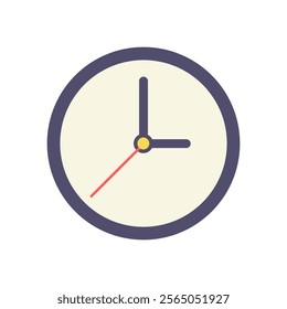 Clock icon isolated on white background. Flat design. Vector illustration.