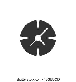 Clock icon isolated on a white background. Logo silhouette design template. Simple symbol concept in flat style. Abstract sign, pictogram for web, mobile and infographics - stock vector