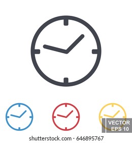 Clock icon isolated on white background. Flat