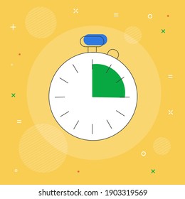 Clock icon isolated on yellow background. Timer icon in flat style. Business and finance icons. Office equipment. Time management concept. Trendy vector illustration