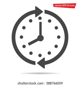 Clock Icon Isolated. Save Time Vector  Isolated On Background. Modern Simple Flat Time Sign. Business, Internet Concept. Trendy Line Watch Symbol For Web Site. Logo Illustration.