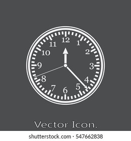 Clock icon isolated sign symbol and flat style for app, web and digital design. Vector illustration.