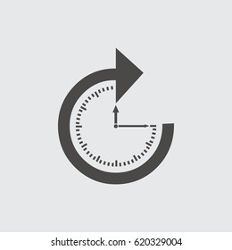 Clock icon isolated sign symbol and flat style for app, web and digital design. Vector illustration.