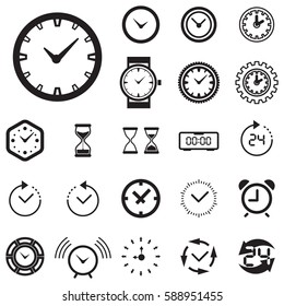 Clock Icon Isolated. Time Logo, Template, Pictogram. Trendy Watch, Timepiece or Timer Symbol