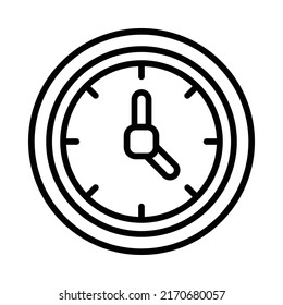 Clock Icon. Line Art Style Design Isolated On White Background