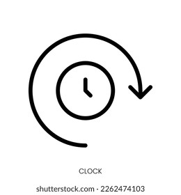 clock icon. Line Art Style Design Isolated On White Background