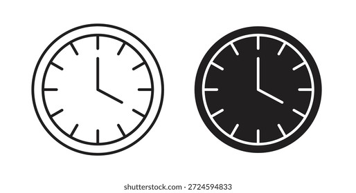 Clock icon with line and silhouette versions.