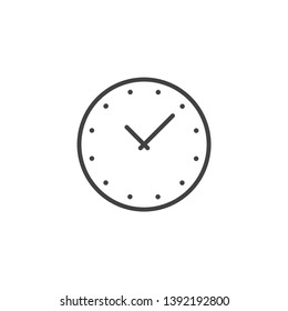 Clock icon. Linear design symbol with thin line and monochrome outline minimal style. Editable stroke.