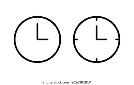 Design do logotipo do ícone do relógio. Símbolo e sinal de tempo. ícone de relógio